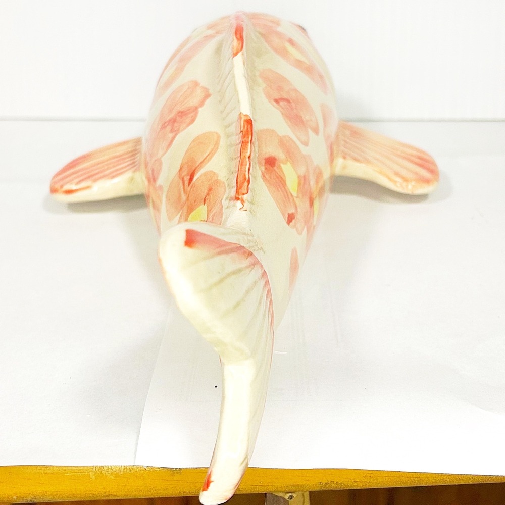 Vintage Koi FishCream Orange Ceramic Figure 12.5" long - Picture 4 of 6